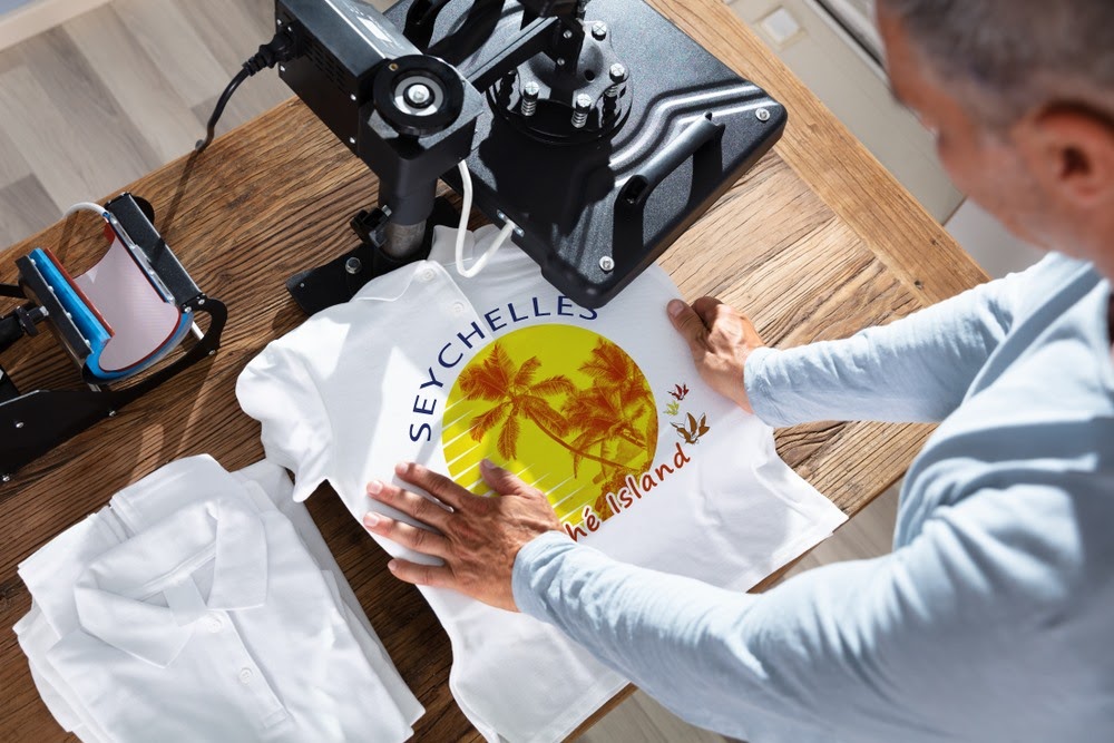 man printing t shirt