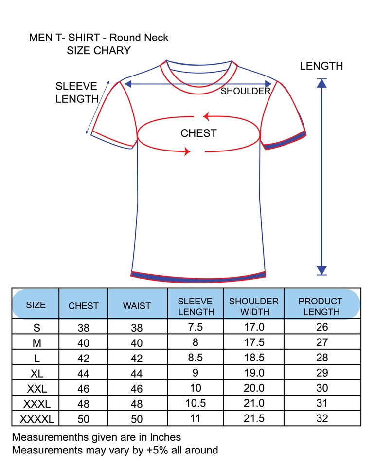 T Shirt Size Guide Men