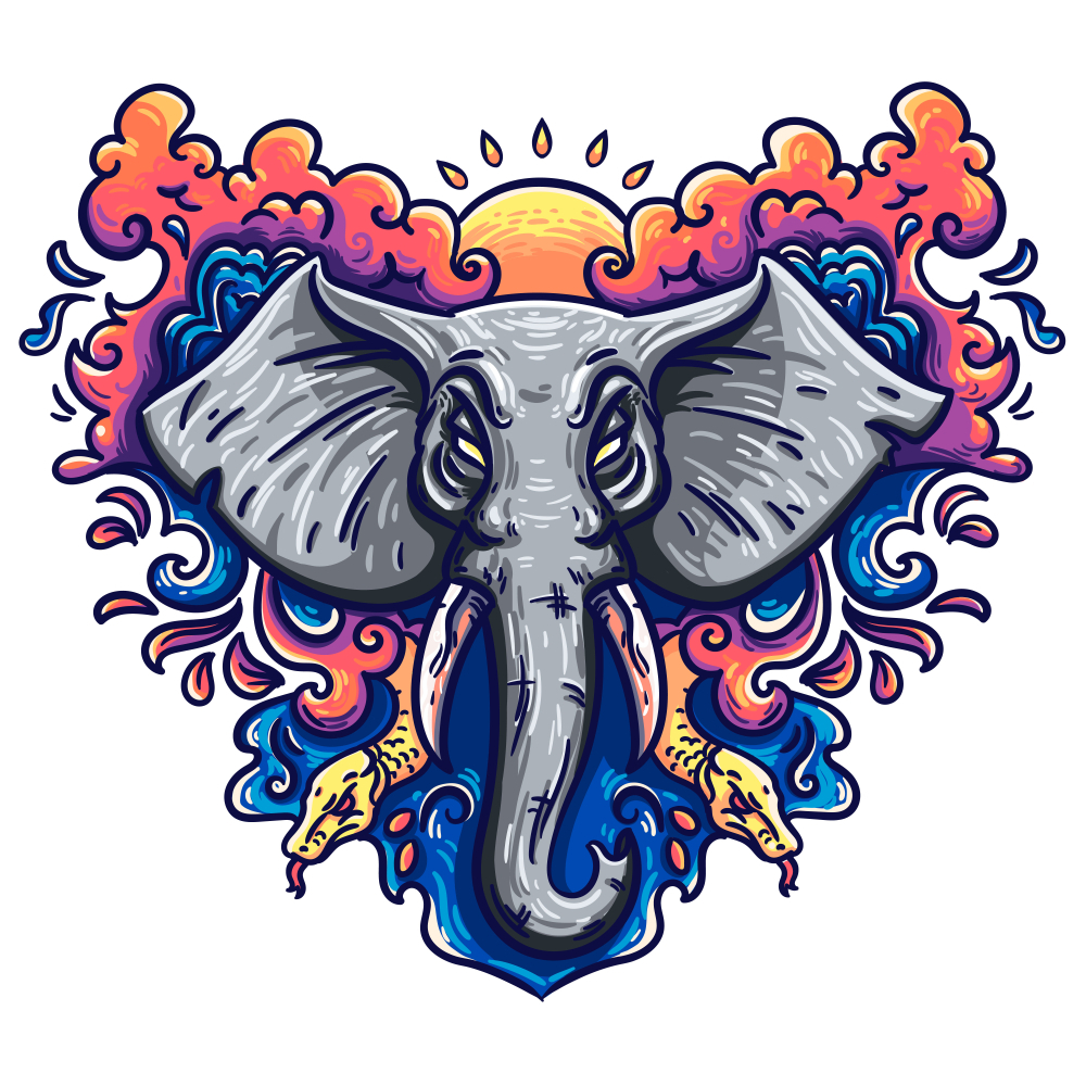 Elephant Illustration for T-shirt Printing