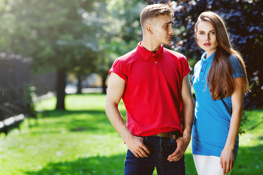 Couple in Casual Style Polo Shirts