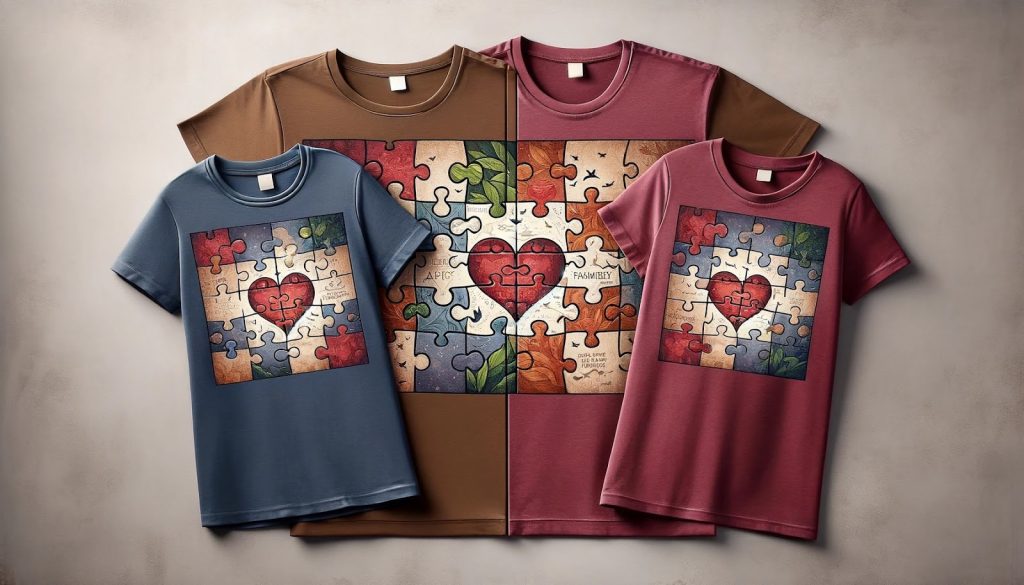 Matching Puzzles printed on T Shirts